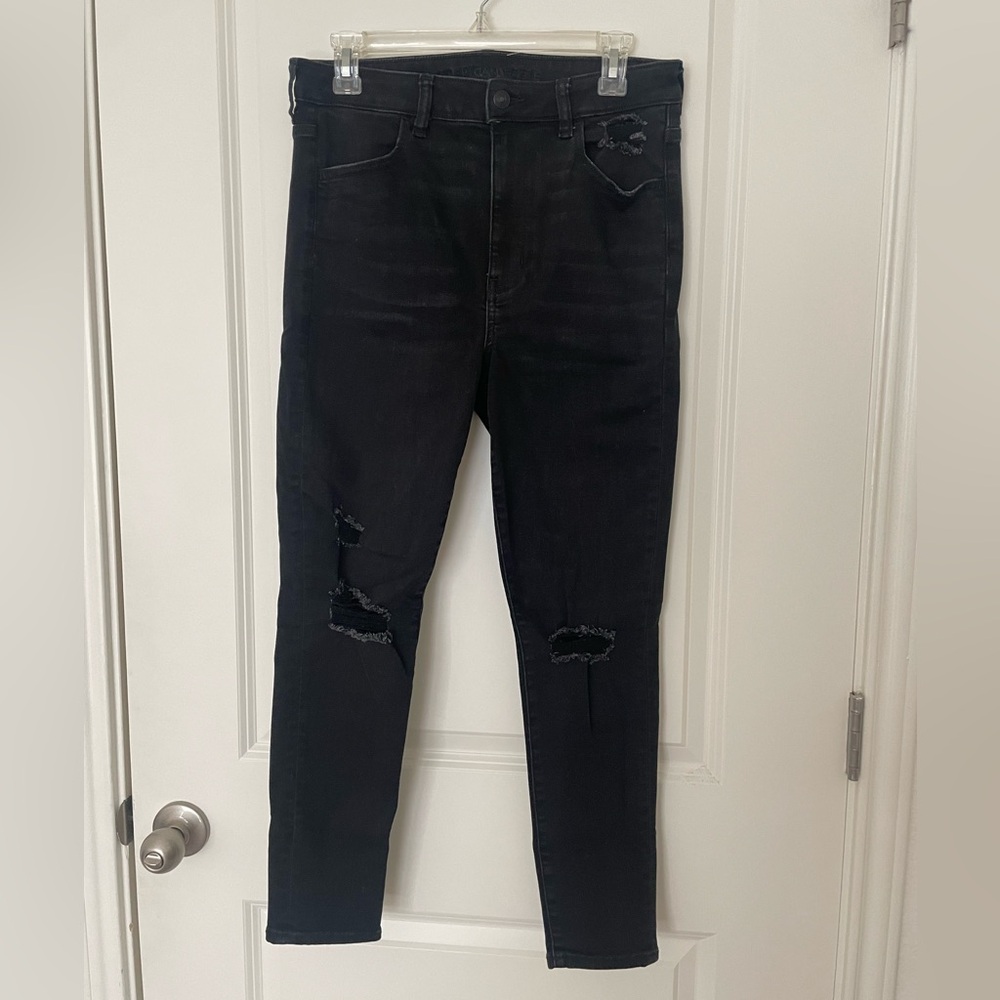 Black Ripped Super High Rise Jegging